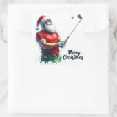 Sticker Carré Santa Golfing in Winter Gear (Sac)