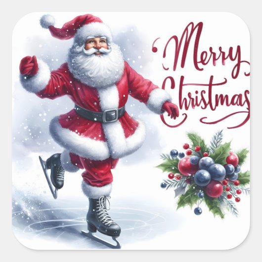 Sticker Carré Santa Ice Skating at Winter Fest (Devant)