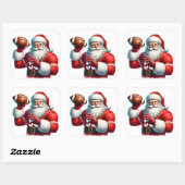 Sticker Carré Santa Kicks Back With a Football (Feuille)