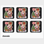 Sticker Carré Santa Peeking Door Black Background (Feuille)