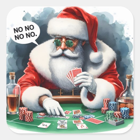 Sticker Carré Santa Playing Cards at Casino Table (Devant)