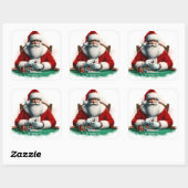 Sticker Carré Santa Playing Cards With Decorations (Feuille)