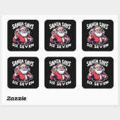 Sticker Carré Santa Says Six Seven OK Sign (Feuille)