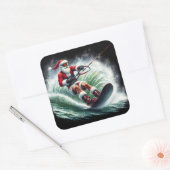 Sticker Carré Santa Surfing at Sunset (Enveloppe)