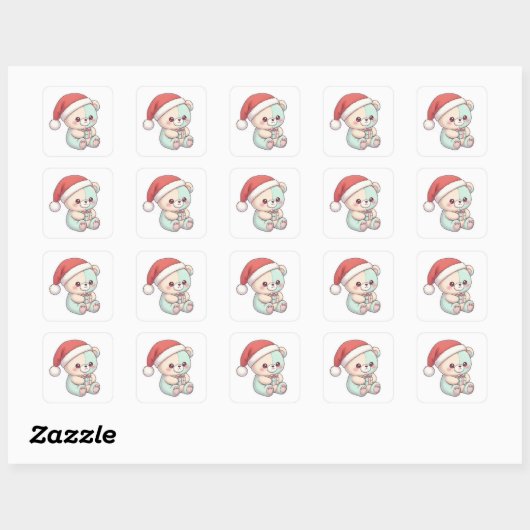 Sticker Carré Santa Teddy bear  (Feuille)