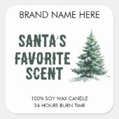 Sticker Carré Santa's Favorite Smell | Modern Candle Labels (Devant)