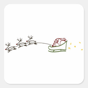 Sticker Carré Santas Sleigh
