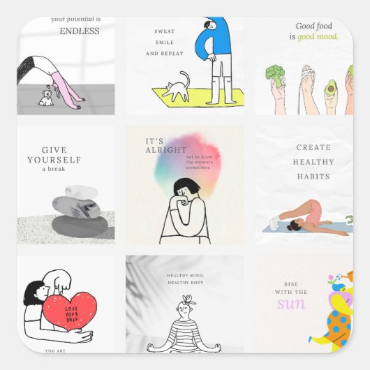 Sticker Carré Santé et bien-être (Devant)