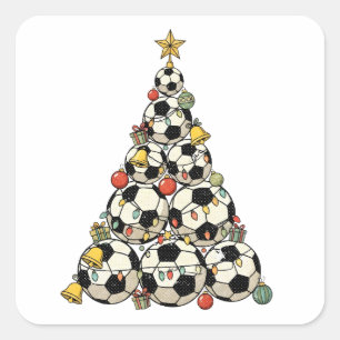 Sticker Carré Sapin de Noël de football
