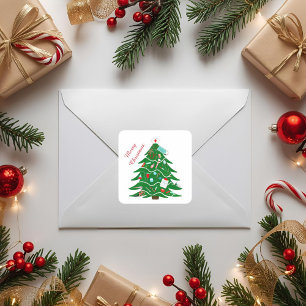 Sticker Carré Sapin de Noël infirmière