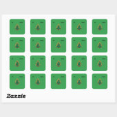 Sticker Carré Sapin de Noël rétro (Feuille)