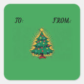 Sticker Carré Sapin de Noël rétro (Devant)