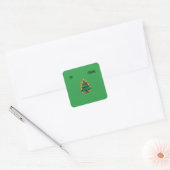 Sticker Carré Sapin de Noël rétro (Enveloppe)