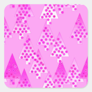 Sticker Carré Sapins de Noël fleurs modernes - orchidée & violet