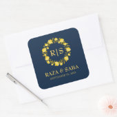 Sticker Carré Sapphire Grace Blue and Gold Wedding (Enveloppe)