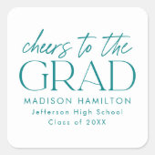 Sticker Carré Sarcelle | Bravo pour la Grad Graduation (Devant)