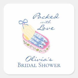 Sticker Carré Sardines Mariage Rempli d'Amour Enterrement de Vie