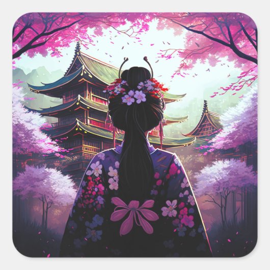 Sticker Carré Sari Fleurs de cerisiers (Devant)