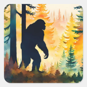 Sticker Carré Sasquatch Automne Paysage Coucher de soleil