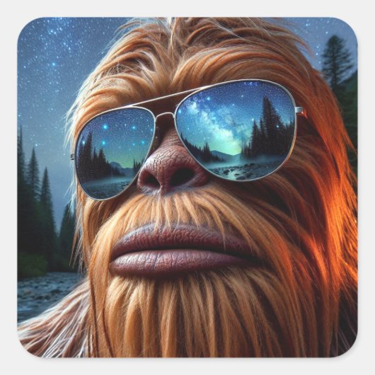 Sticker Carré Sasquatch et les étoiles (Devant)