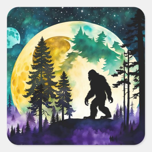 Sticker Carré Sasquatch pleine lune (Devant)