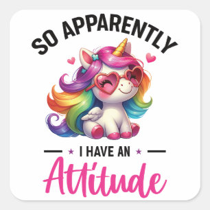 Sticker Carré Sassy, j'ai une attitude