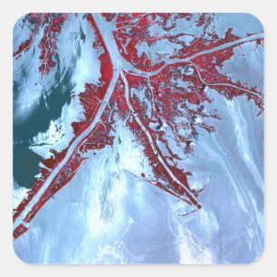 Sticker Carré Satellite faux de couleur