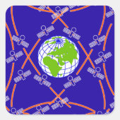 Sticker Carré Satellites orbitant la Terre (Devant)