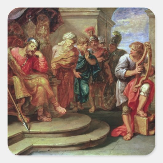 Sticker Carré Saul à l'écoute de David Jouer à la harpe (Devant)