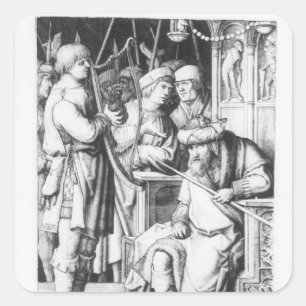 Sticker Carré Saul écoutant le jeu de David l'harpe