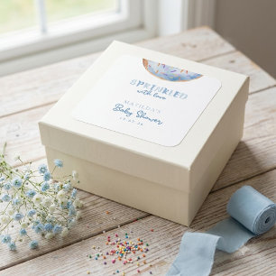 Sticker Carré Saupoudré d'amour fête prénatale bébé donut