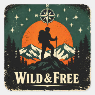 Sticker Carré Sauvage & Libre – Esprit de liberté en plein air N