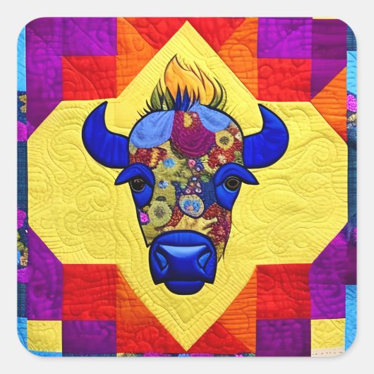 Sticker Carré Sauvage West Bison Quilt Comme Design (Devant)