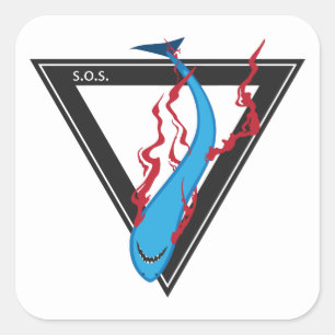 Sticker Carré sauver nos requins SOS triangle