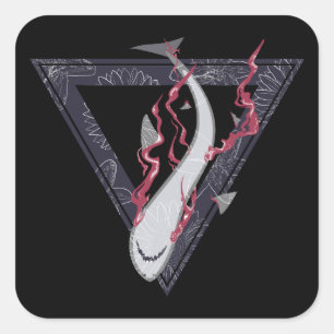 Sticker Carré sauver nos requins SOS triangle floral