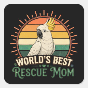 Sticker Carré Sauvetage de cacatoès Maman oiseau