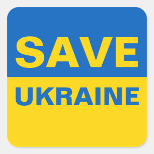 Sticker Carré Sauvez le drapeau ukrainien