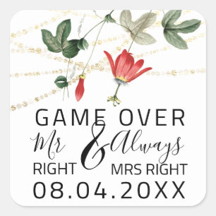 Sticker Carré Sauvez le Mariage Mr Right Toujours Mme Right Game