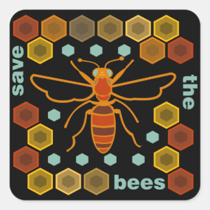 Sticker Carré Sauvez les abeilles