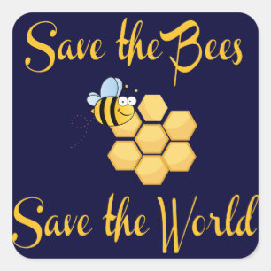 Sticker Carré Sauvez les abeilles sauvent le monde