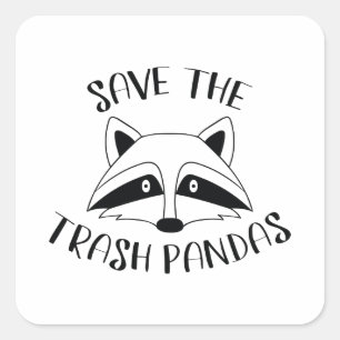 Sticker Carré Sauvez Les Pandas Des Ordures