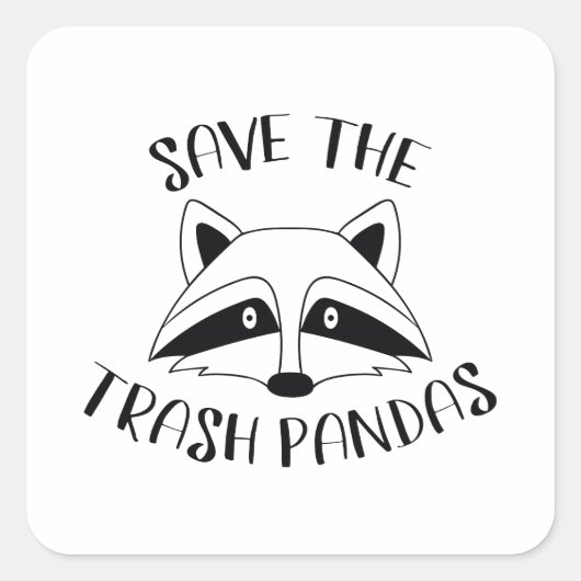 Sticker Carré Sauvez Les Pandas Des Ordures (Devant)