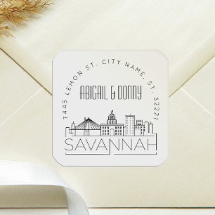 Sticker Carré Savannah Mariage   Sceau d'enveloppe préadressé