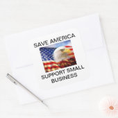 Sticker Carré Save America - Support Small Business (Enveloppe)