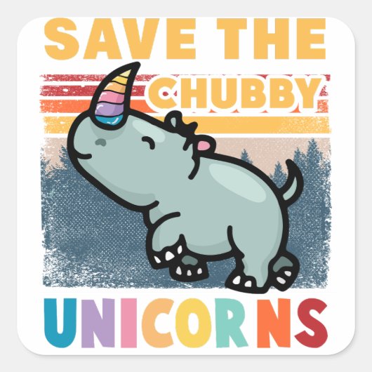 Sticker Carré Save The Chubby Unicorns (Devant)
