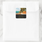 Sticker Carré Save the Date Dreamy Tropical Beach with Rowboat (Sac)