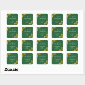 Sticker Carré Save The Date - Emerald Green & Gold (Feuille)