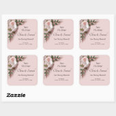 Sticker Carré Save The Date - Pink Roses & Doves Wedding (Feuille)