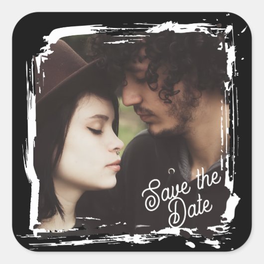 Sticker Carré Save the Date | Unique Photo Template Wedding (Devant)