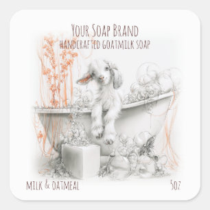 Sticker Carré Savon artisanal au lait de chèvre Bébé chèvre dans